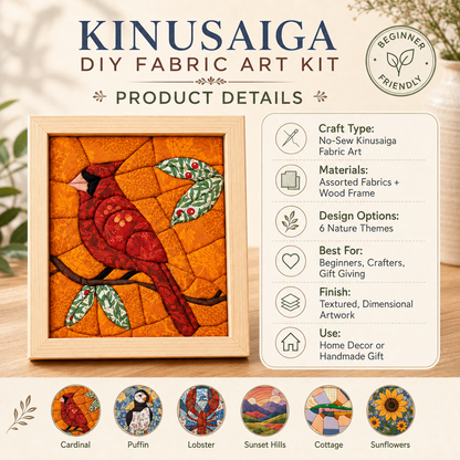 🔥Last Day 49% OFF - 🧵 Kinusaiga Fabric Art Kit | No-Sew DIY Textile Craft Set