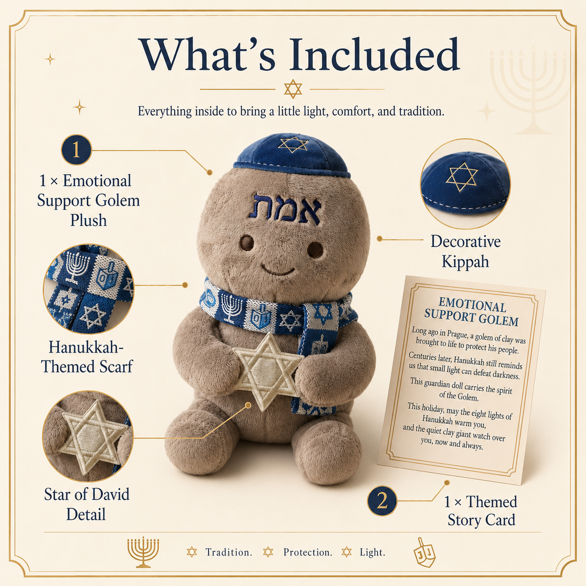 Emotional Support Golem Plush | Hanukkah Guardian Doll 🕎