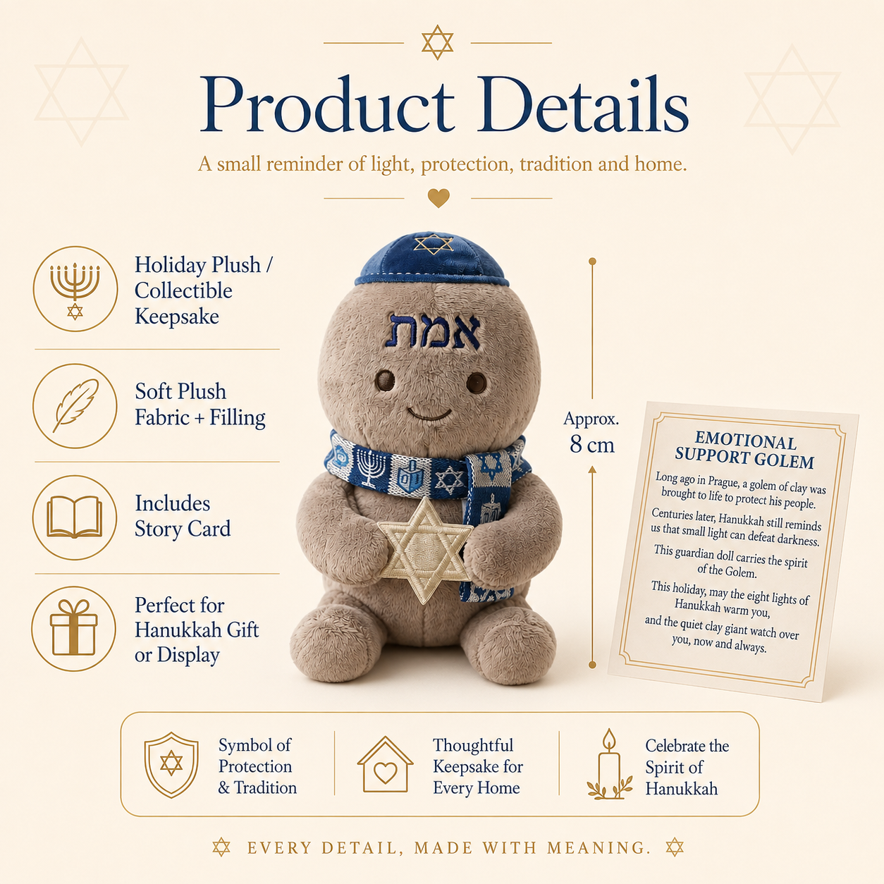 Emotional Support Golem Plush | Hanukkah Guardian Doll 🕎