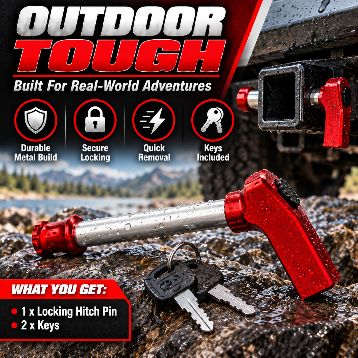 🔥 Titanium Locking Hitch Pin – Secure Your Trailer, Tow Gear & Adventures With Confidence