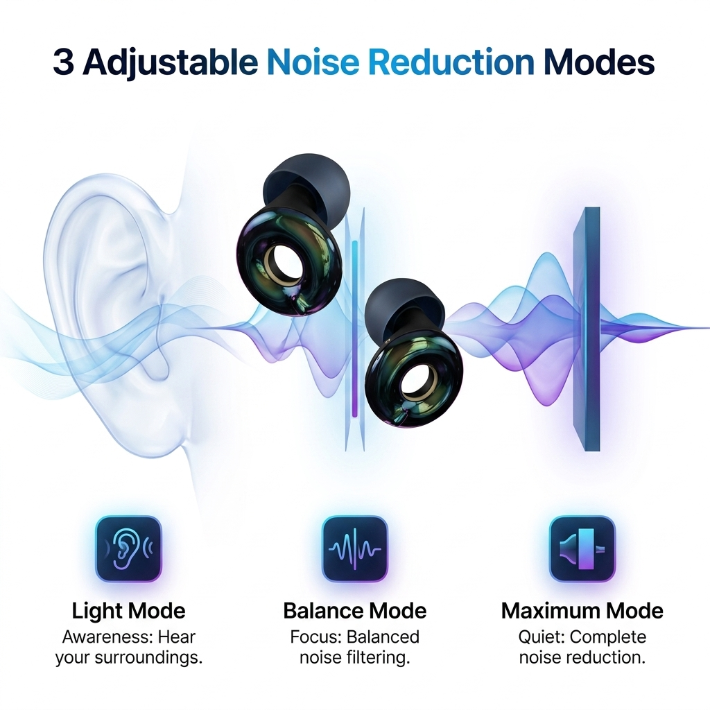 🔥 Hot Sale 49% OFF!!⚡ - 3-Mode Adjustable Noise Reduction Earplugs