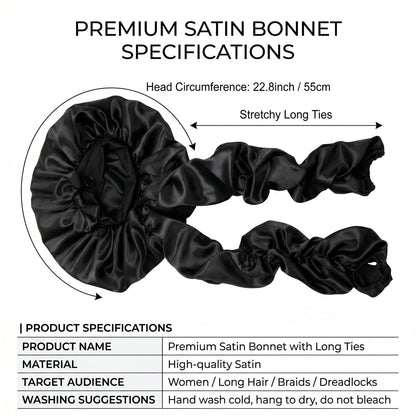Satin Sleep Bonnet with Long Curling Ribbons for Heatless Curls