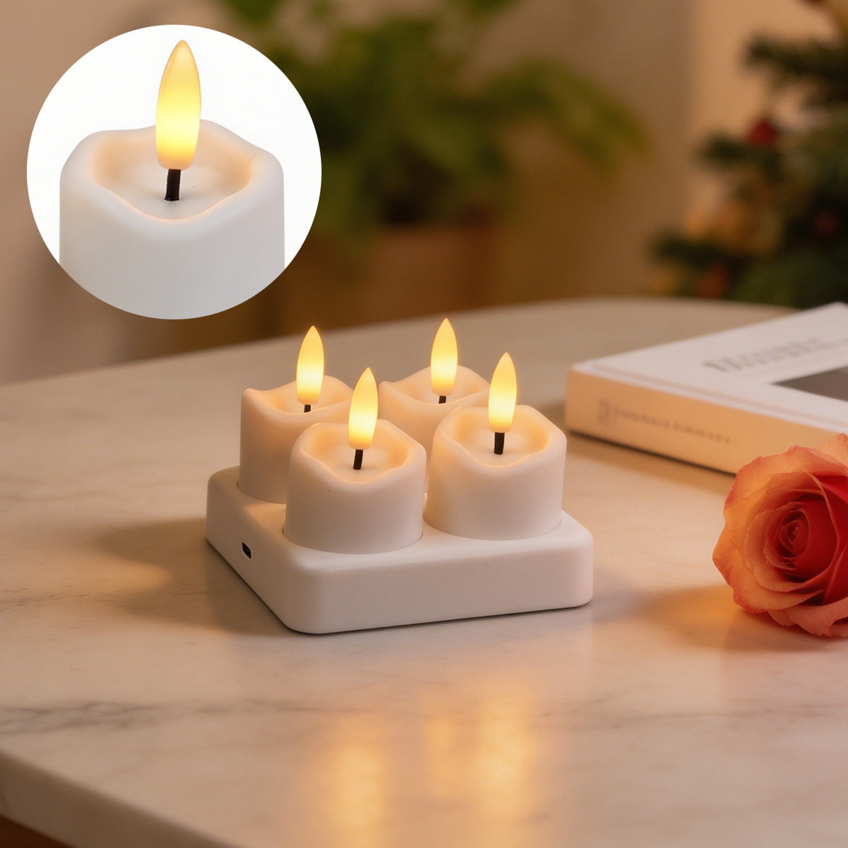🔥 Limited Time 49% OFF - ✨ Rechargeable LED Tea Lights – Real Flame Glow Without Fire, Smoke & Mess