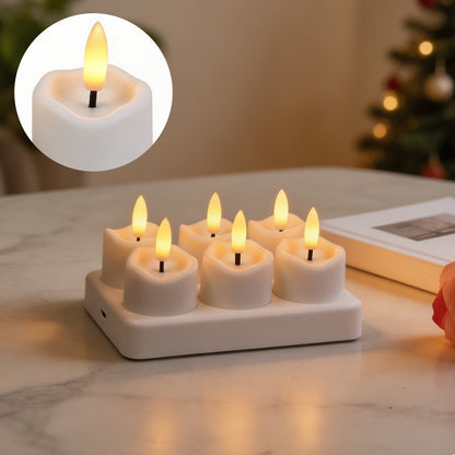 🔥 Limited Time 49% OFF - ✨ Rechargeable LED Tea Lights – Real Flame Glow Without Fire, Smoke & Mess