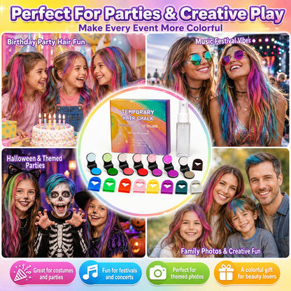 12-Color Temporary Hair Chalk Applicator Set