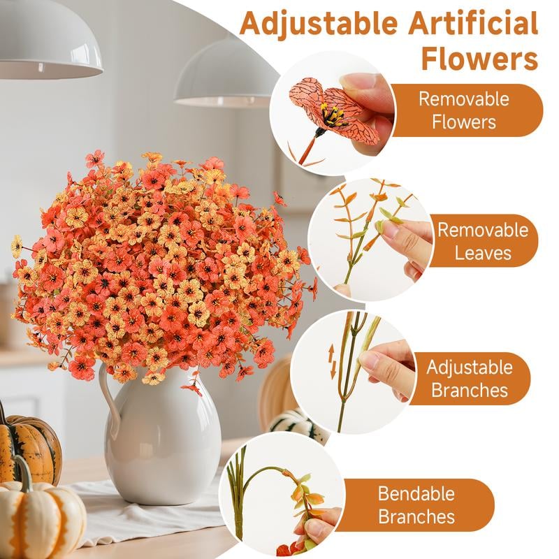 💐 summerwins Colorful UV Resistant Fake Flower Bouquet 🌸 Decorative Artificial Floral Arrangement for Home, Garden, Party & Wedding Decor