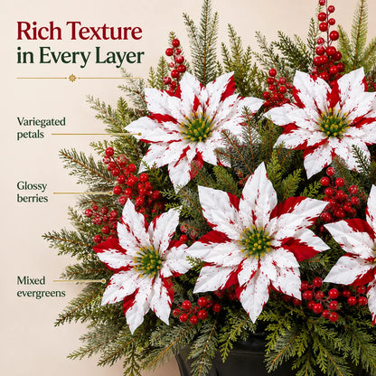 🌸Classic Red Poinsettia Planter Inserts – The #1 Christmas Flower That Never Wilts, Never Fades, Never Needs Watering