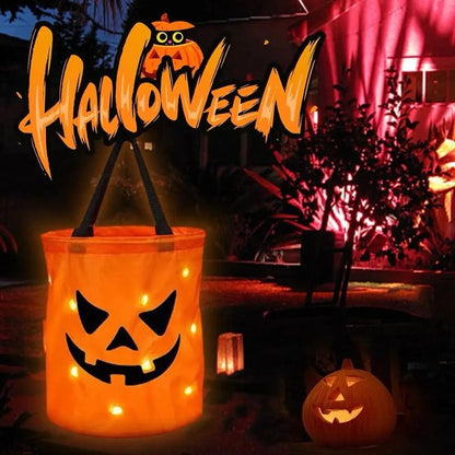 ✨Halloween Candy Bucket with LED Lights - Reusable Tote Bag, Halloween Birthday Christmas Party Favor Supplies✨