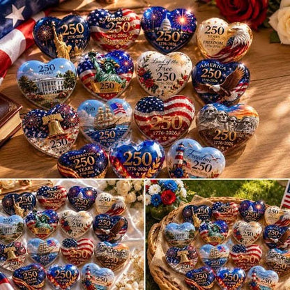🇺🇸 250th Anniversary Commemorative Heart Ornament Collection | 15-Piece Patriotic Keepsake Set🎁Buy 2 Free Shipping