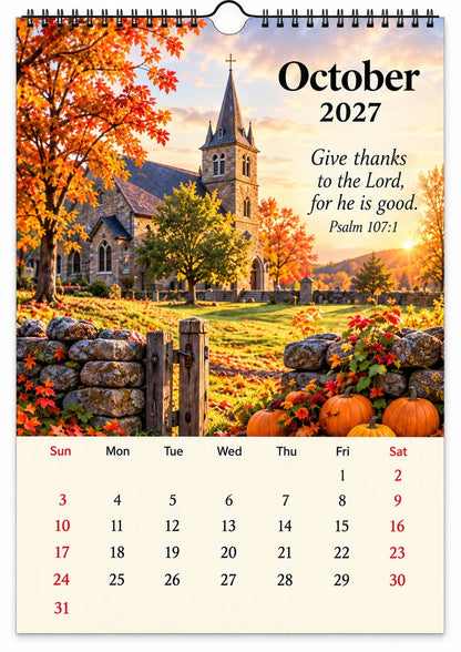 ✝️ 2027 Seasons of Faith Wall Calendar | 12 Months of Christian-Inspired Artwork, Peaceful Countryside Scenes & Shepherd Imagery for Home, Prayer Spaces & Meaningful Gifts 🌿