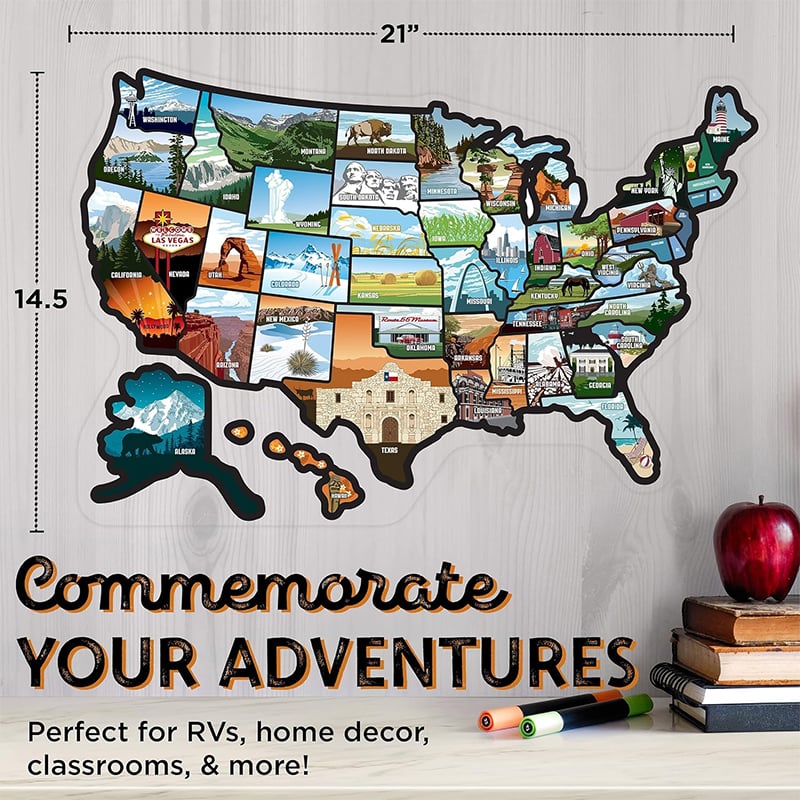 🗺️ RV State Sticker Travel Map – Track Your American Adventures with Style!