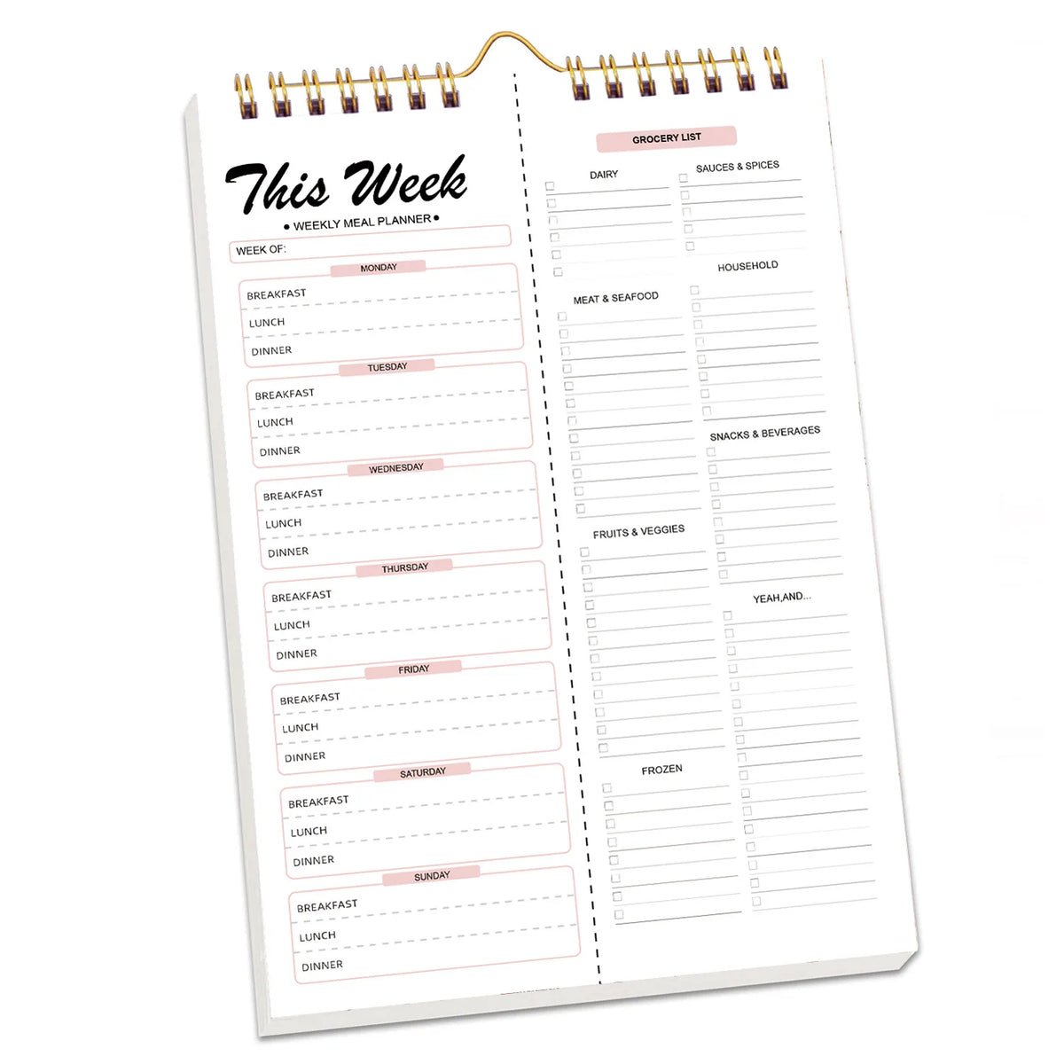 Handmade Bound Weekly Detachable Diet Plan Sheet