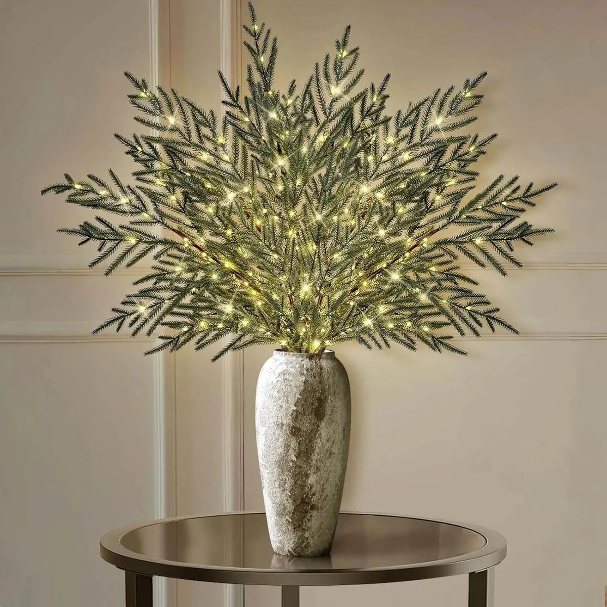 Norfolk pine branch vase arrangement