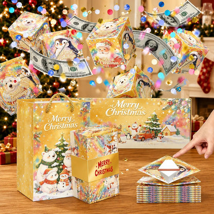 🎁 LAST DAY 49% OFF – Pop-Up Surprise Gift Box | Exploding Confetti Gift Box with 6 Flying Cubes, Matching Gift Bag & Hidden Space for Cash, Jewelry or Keepsakes ✨