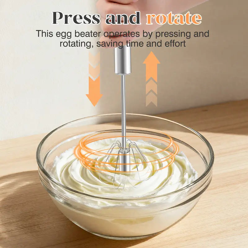 🔥 Last Day 49% OFF - 🥄 Hand-Push Rotary Whisk | Fast Mixing With Less Effort
