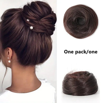 Synthetic Messy Bun Hair Piece for Women, Curly Updo Scrunchie Extension for Instant Volume and a High Crown