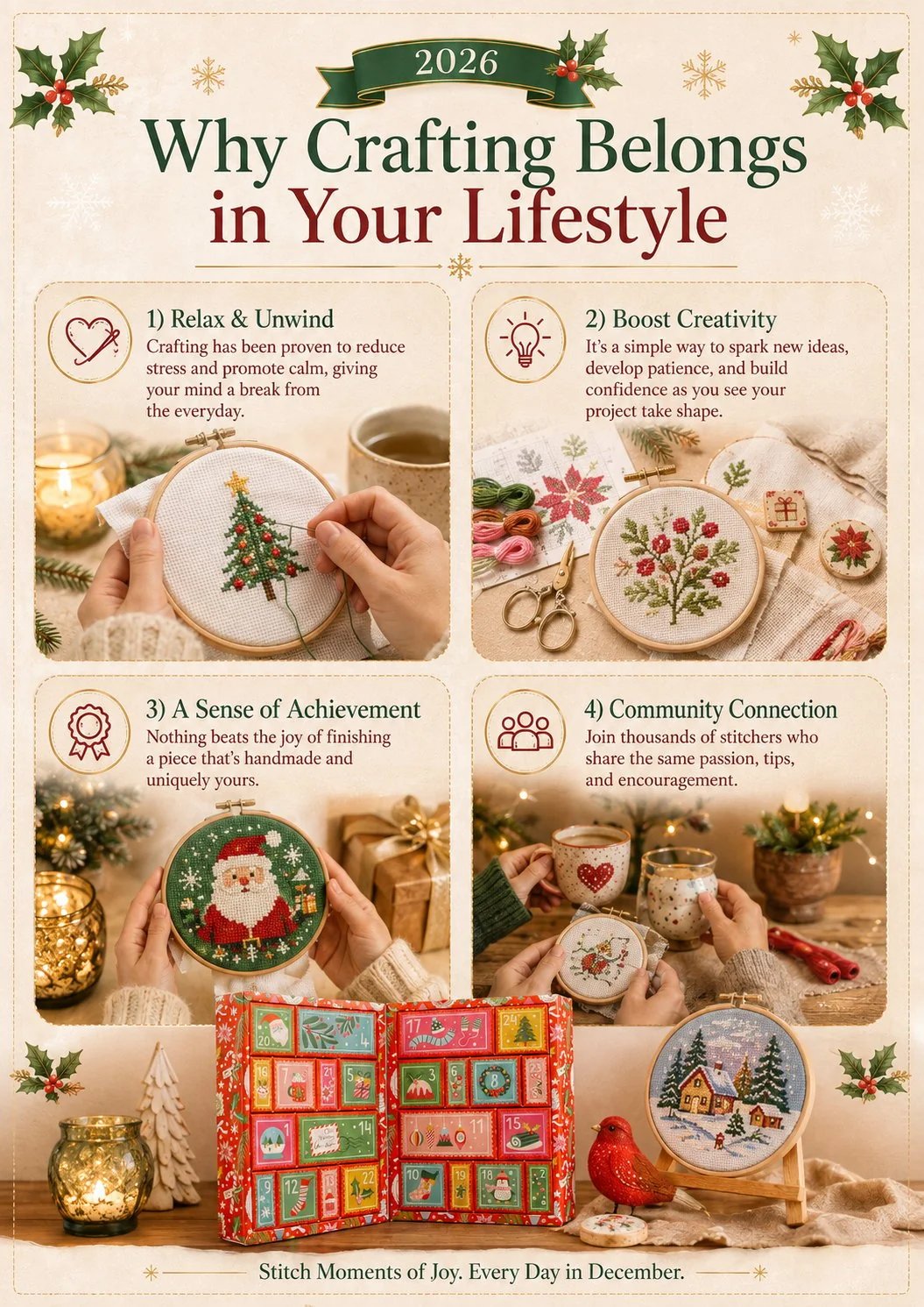 🔥 Last Day 49% OFF - 🎄🧵 2026 Cross Stitch Advent Calendar Box 🎁✨
