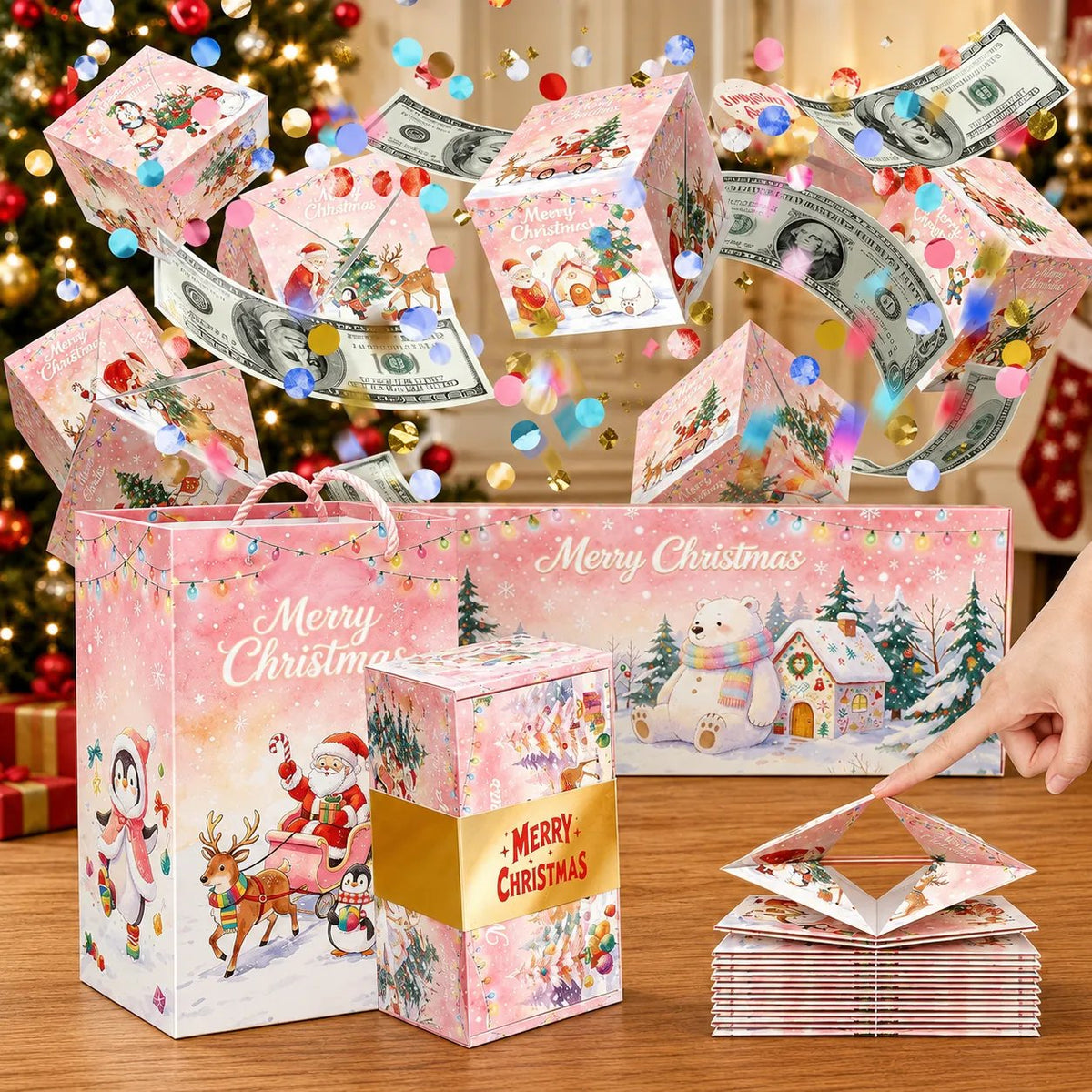 🎁 LAST DAY 49% OFF – Pop-Up Surprise Gift Box | Exploding Confetti Gift Box with 6 Flying Cubes, Matching Gift Bag & Hidden Space for Cash, Jewelry or Keepsakes ✨