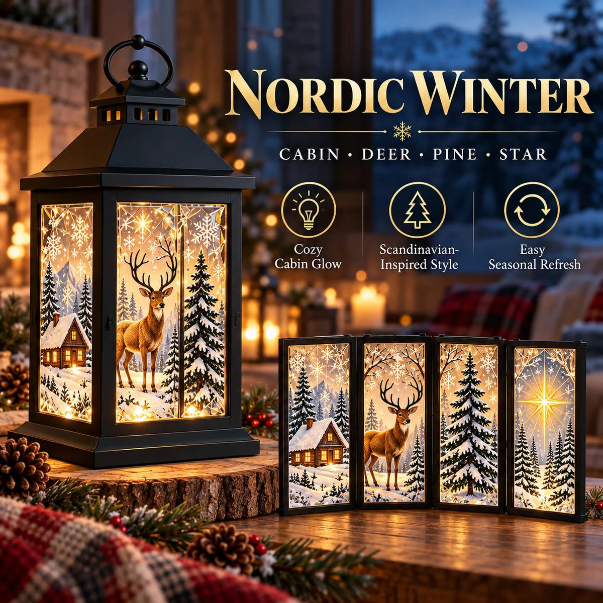 🎄✨ Interchangeable Crystal Lantern™ – Light-Up Holiday Décor