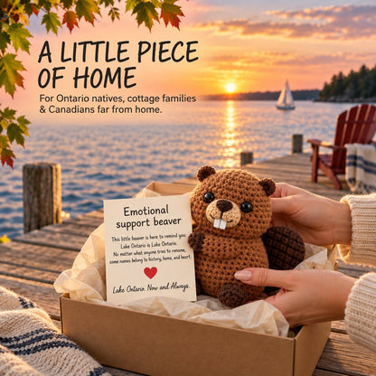 Lake Ontario Emotional Support Beaver | Canadian Crochet Keepsake with Message Card