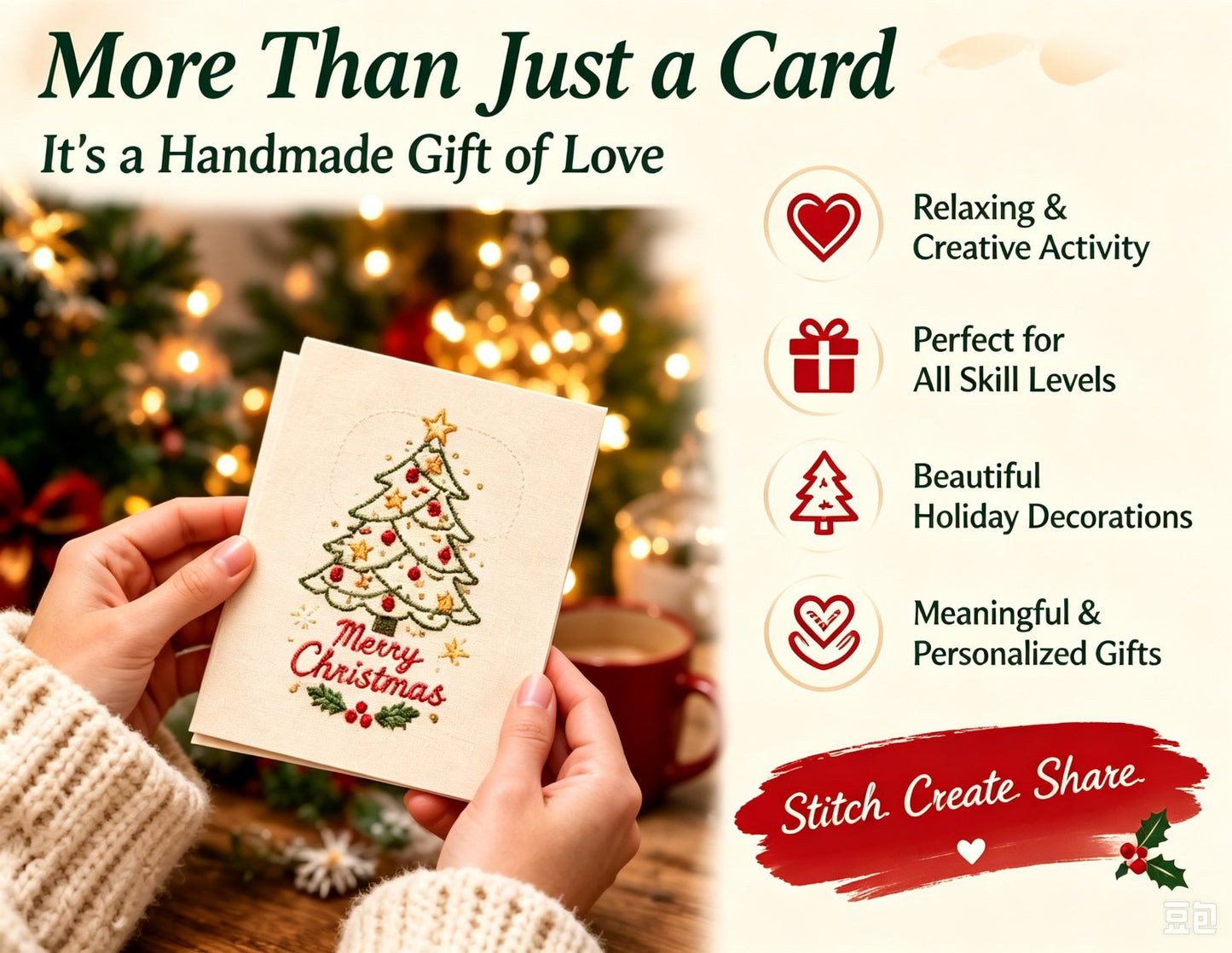 🌲 🪡 Christmas Hand Embroidery Card DIY Kit | Stitch Your Way Into the Christmas Spirit ✨ 🎁