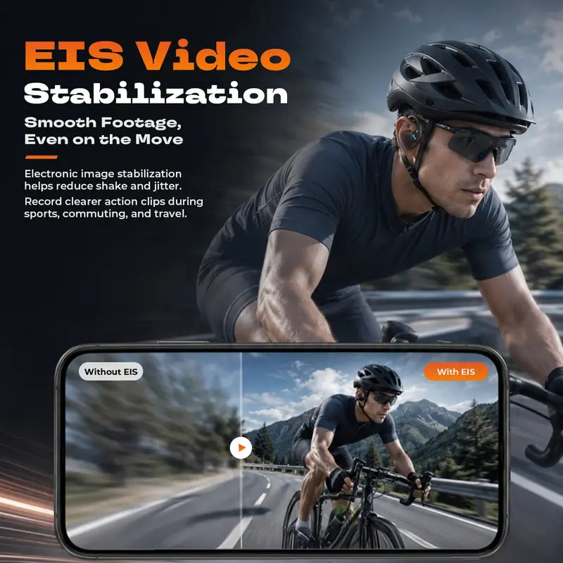E12 Bone Conduction Bluetooth Headphones With 8MP EIS Stabilized Camera, 160+ Languages Instant Translation