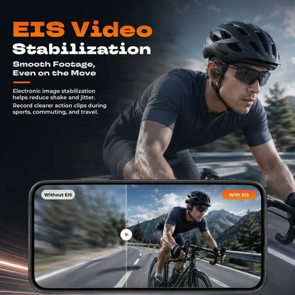E12 Bone Conduction Bluetooth Headphones With 8MP EIS Stabilized Camera, 160+ Languages Instant Translation