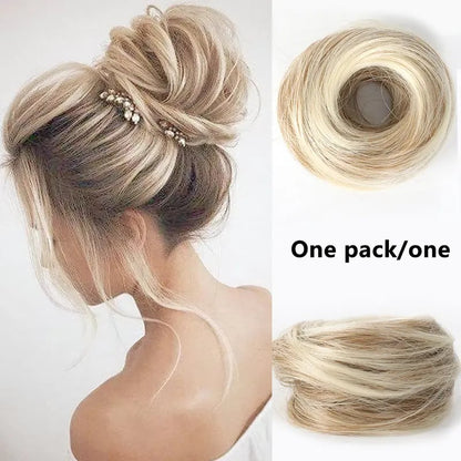 Synthetic Messy Bun Hair Piece for Women, Curly Updo Scrunchie Extension for Instant Volume and a High Crown