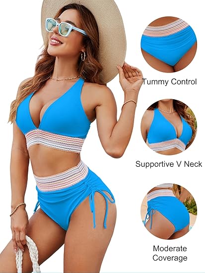 🎁Last Day 49% Off - 2026 High Waisted Tummy Control Color Block Bikini Sets