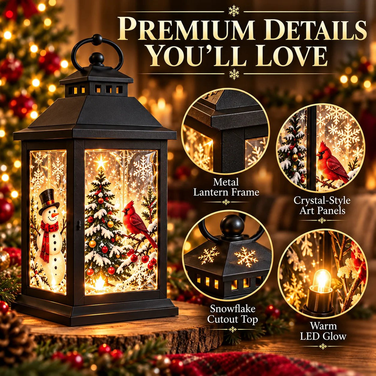 🎄✨ Interchangeable Crystal Lantern™ – Light-Up Holiday Décor