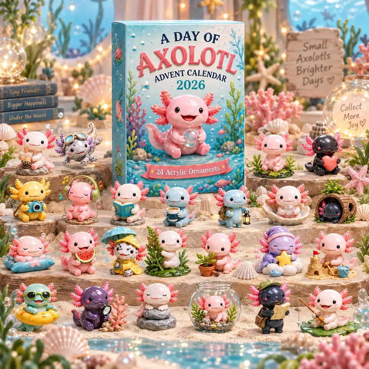 🎄CHRISTMAS KICKOFF 49% OFF - A Day of Axolotl Advent Calendar 2026 | 24 Days of 3D Axolotl Surprises 🦎