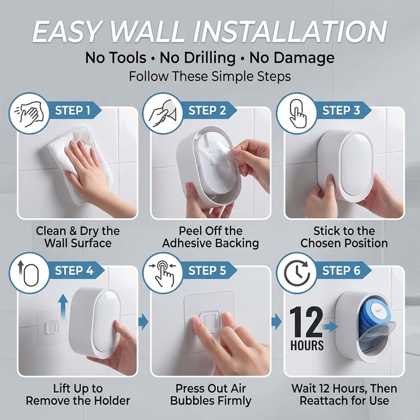 Disposable Toilet Brush Kit with Refills – Wall-Mount Toilet Cleaning System