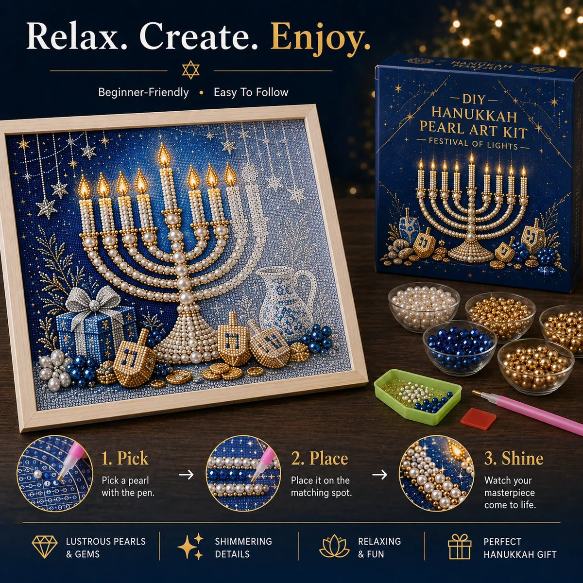 🎁Last Day 49% OFF - 🕎✨DIY Hanukkah Pearl Art Kit