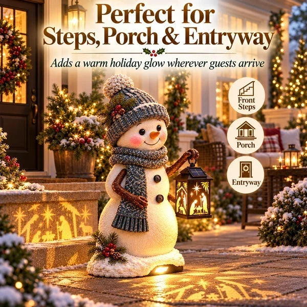 Snowman Christmas step light porch and entryway placement
