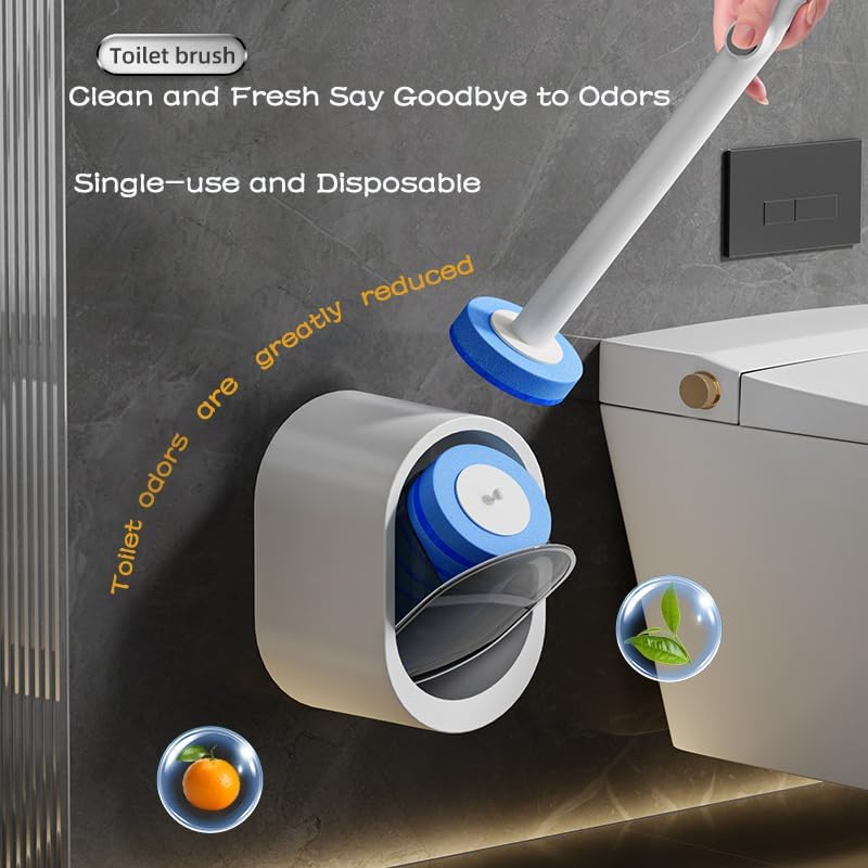 Disposable Toilet Brush Kit with Refills – Wall-Mount Toilet Cleaning System