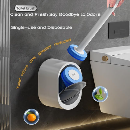Disposable Toilet Brush Kit with Refills – Wall-Mount Toilet Cleaning System