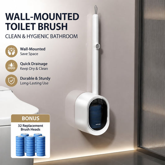 Disposable Toilet Brush Kit with Refills – Wall-Mount Toilet Cleaning System