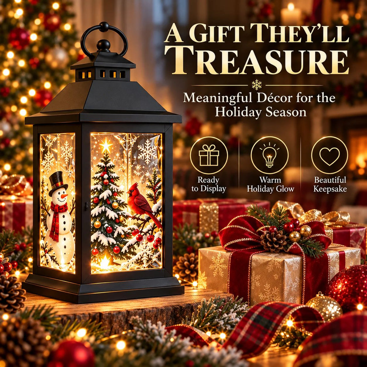 🎄✨ Interchangeable Crystal Lantern™ – Light-Up Holiday Décor