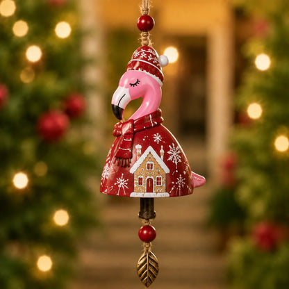 🦩 Christmas Flamingo Bell Ornament 🎄 | 6 Styles Holiday Hanging Pendant | Xmas Tree Decoration Home Party Wind Chime Gift