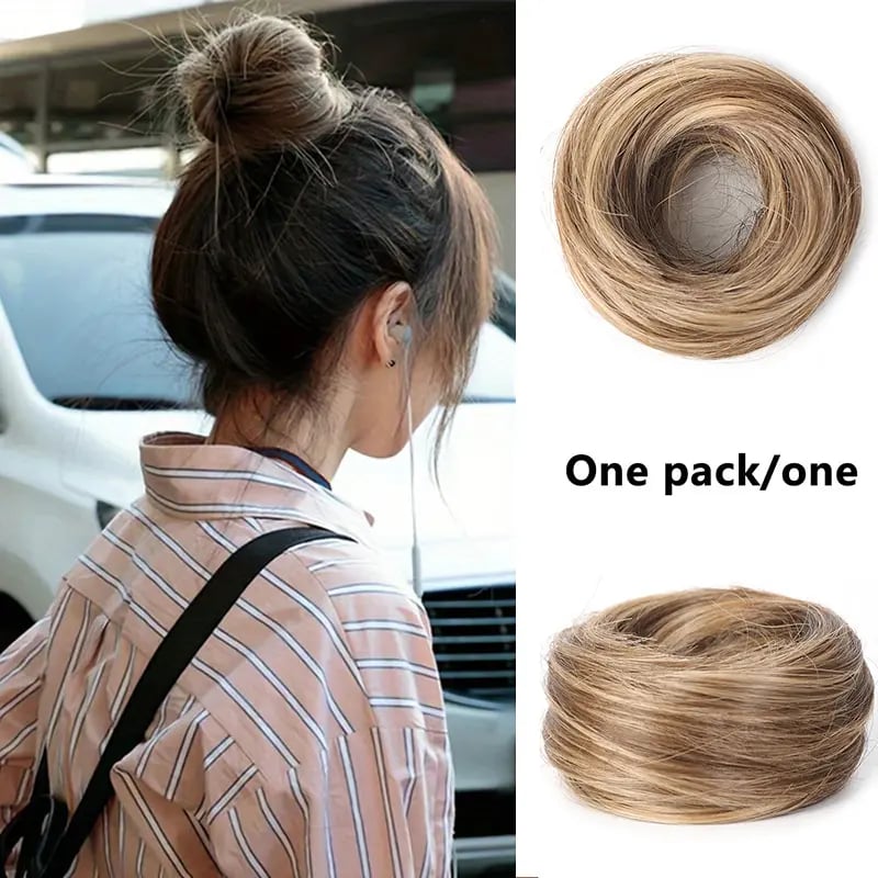 Synthetic Messy Bun Hair Piece for Women, Curly Updo Scrunchie Extension for Instant Volume and a High Crown
