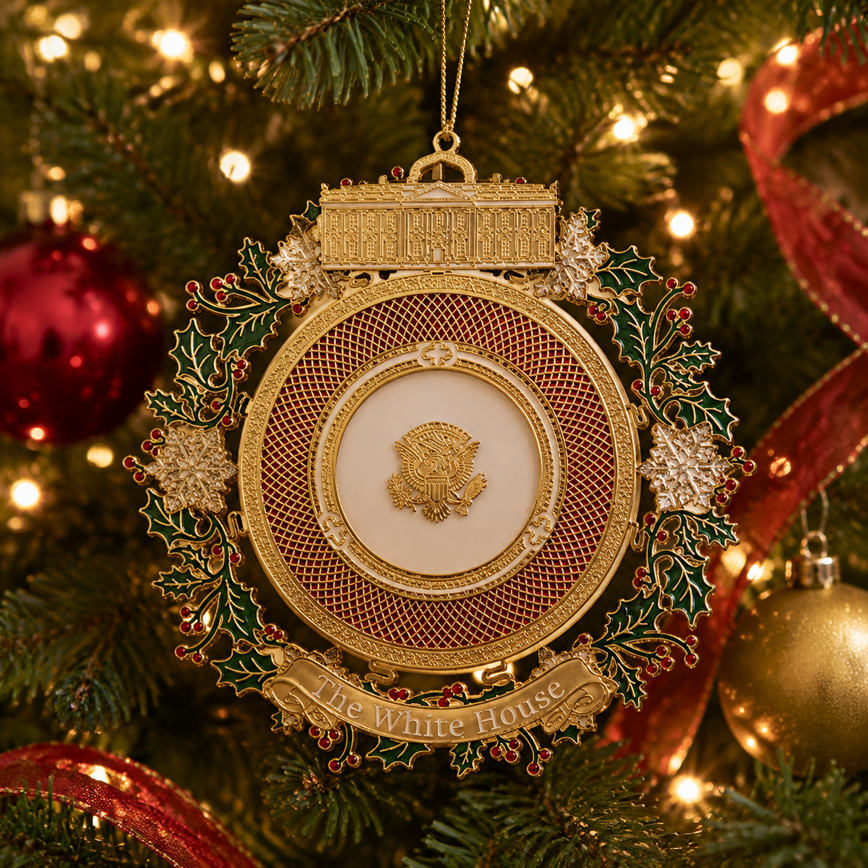 🔥Last 30pcs✨⏰ Limited anniversary edition✨49% OFF!🔥White House 250th Anniversary Commemorative Medal Christmas Tree Ornament