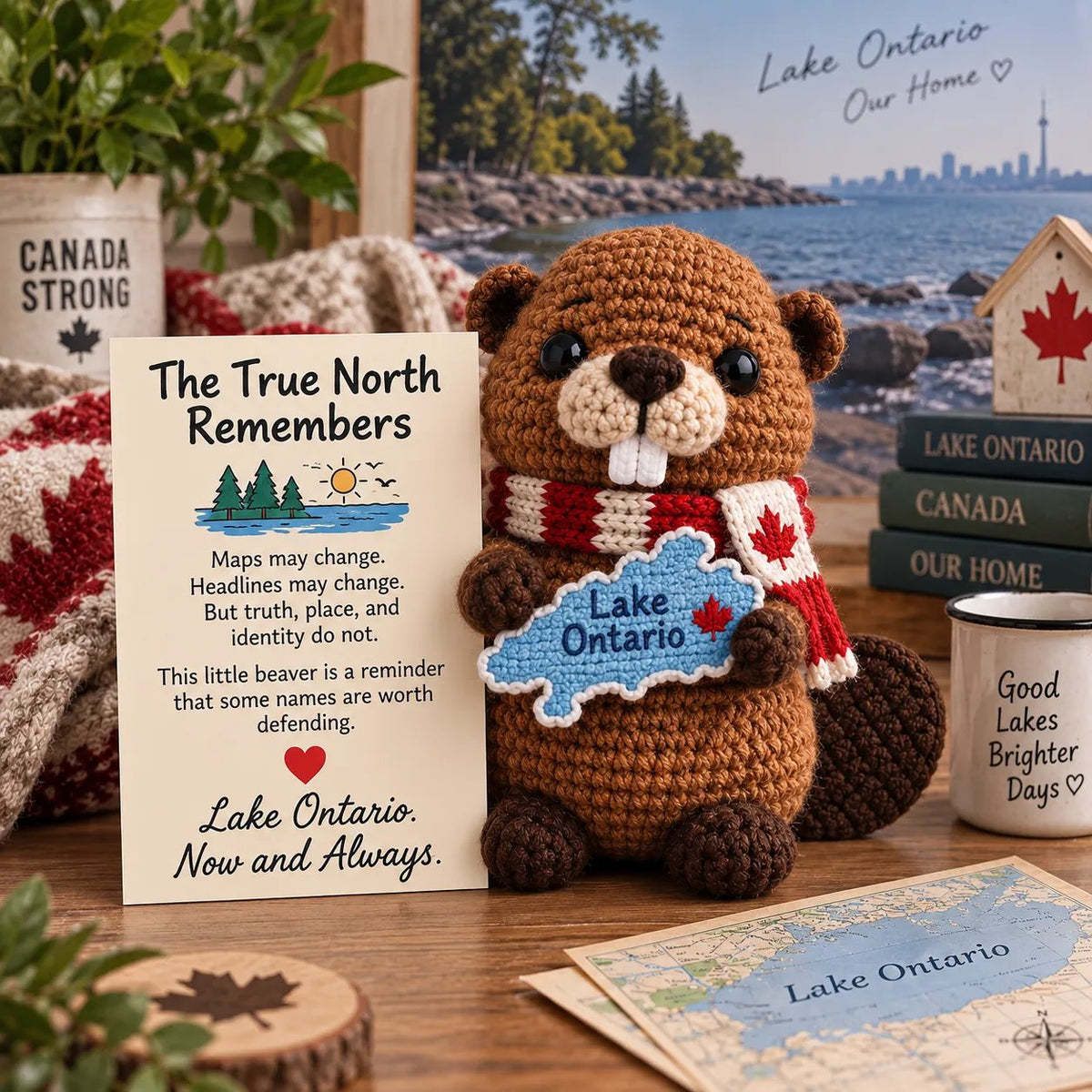 Lake Ontario Emotional Support Beaver | Canadian Crochet Keepsake with Message Card