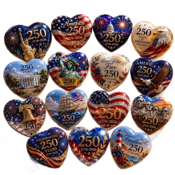 🇺🇸 250th Anniversary Commemorative Heart Ornament Collection | 15-Piece Patriotic Keepsake Set🎁Buy 2 Free Shipping