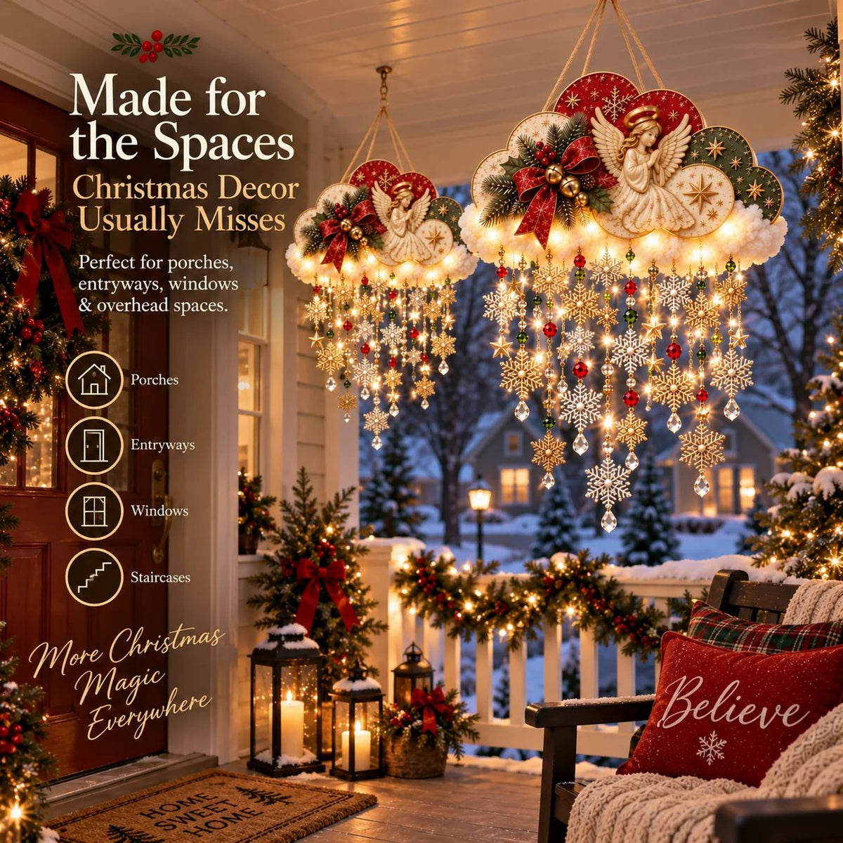 🔥Buy 2 Get 20% OFF🔥✨ Angelic Christmas Snowfall Cloud – Lighted Hanging Holiday Decor☁️✨