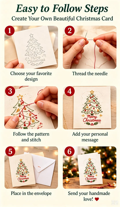 🌲 🪡 Christmas Hand Embroidery Card DIY Kit | Stitch Your Way Into the Christmas Spirit ✨ 🎁