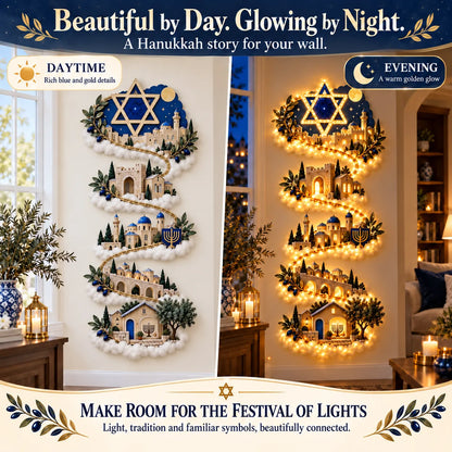 🔥🎁🕎 Hanukkah Festival of Lights Wall Decor Collection – 4 Glowing Designs Celebrating Eight Nights of Light ✨
