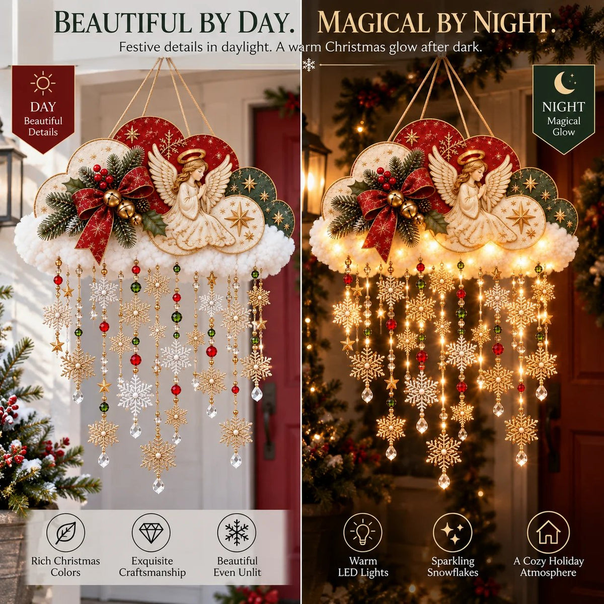 🔥Buy 2 Get 20% OFF🔥✨ Angelic Christmas Snowfall Cloud – Lighted Hanging Holiday Decor☁️✨
