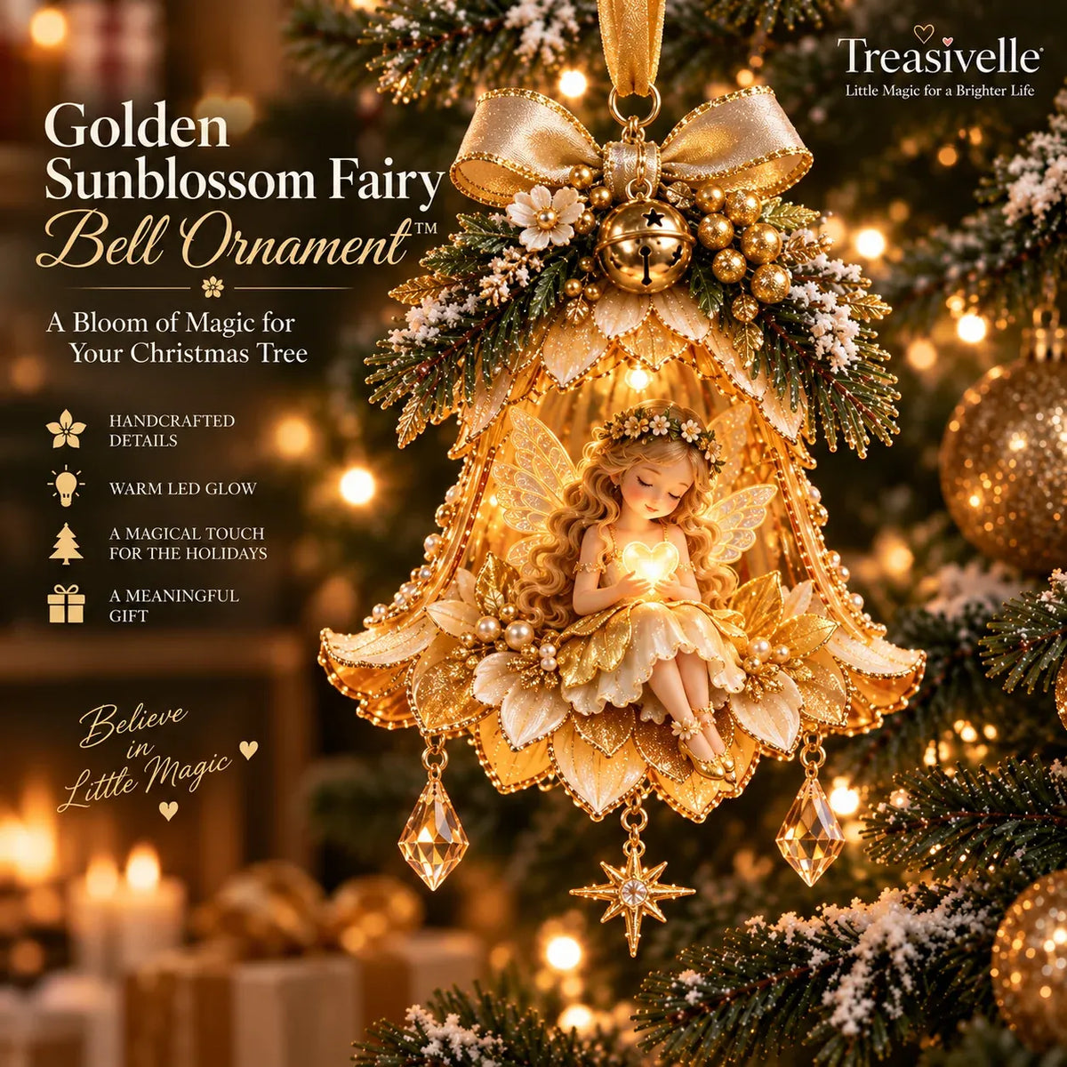 ⏳ Last Day 49% OFF – 🧚 Enchanted Fairy Bell Christmas OrnamentTM | 7 Light-Up Floral Designs with Warm LED Glow & Crystal Charms ✨
