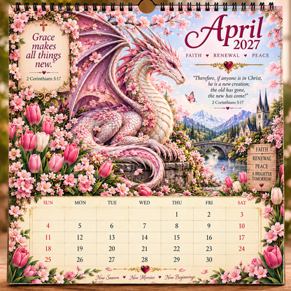 🔥LAST DAY 49% OFF - 🐉📖2027 Dragon Seasons of Faith Calendar – 12 Fantasy Dragons, Scripture & Seasonal Christian Art