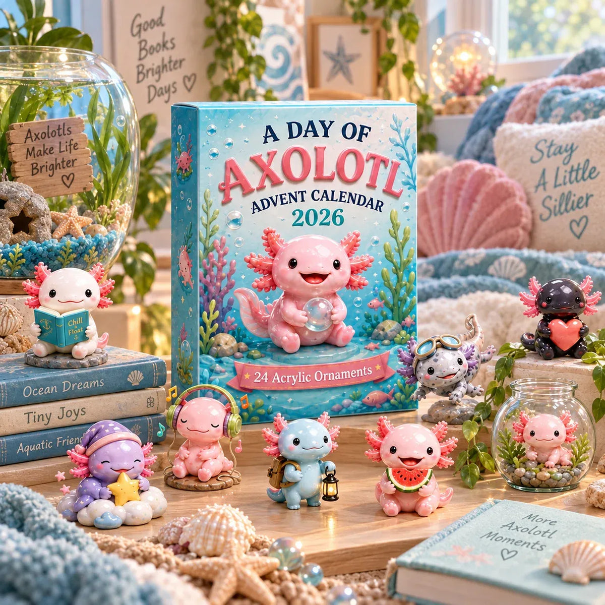 🎄CHRISTMAS KICKOFF 49% OFF - A Day of Axolotl Advent Calendar 2026 | 24 Days of 3D Axolotl Surprises 🦎